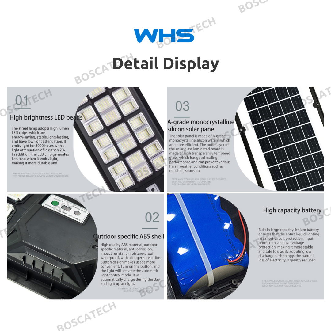 WHS 8000W 5000W 3000W LED Solar Street Light IP65 Waterproof Radar ...