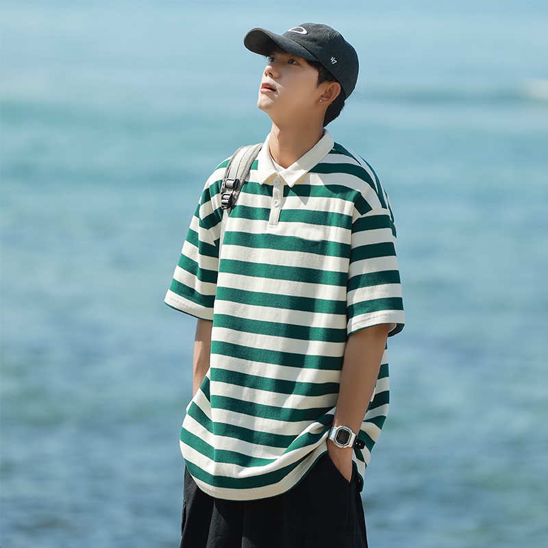ProMan Shop Summer Japanese Style Fashion Men's strip Short Sleeve ...