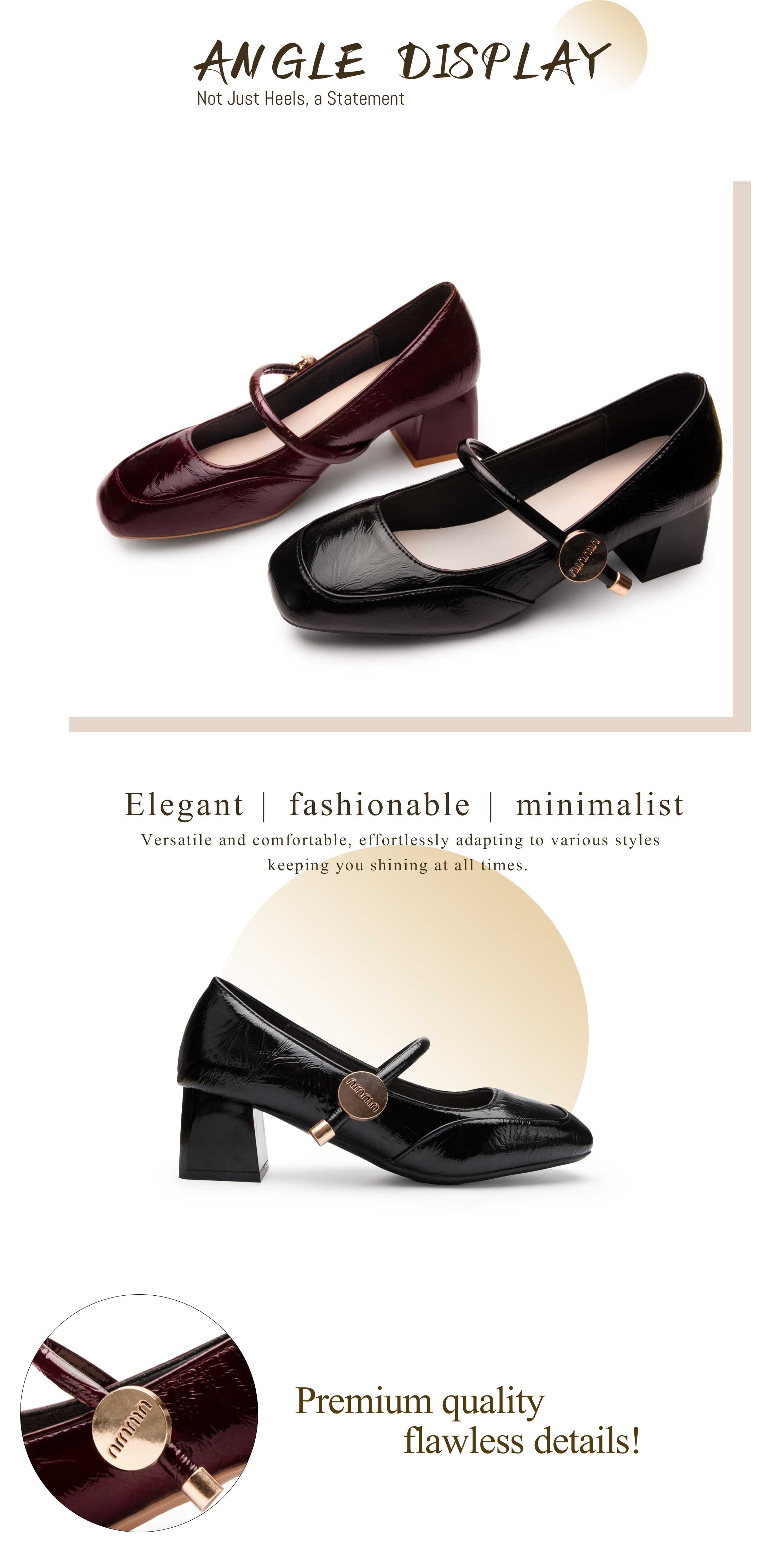 VONICA Black Mary Jane Shoes with Block Heels for Women Office Formal ...