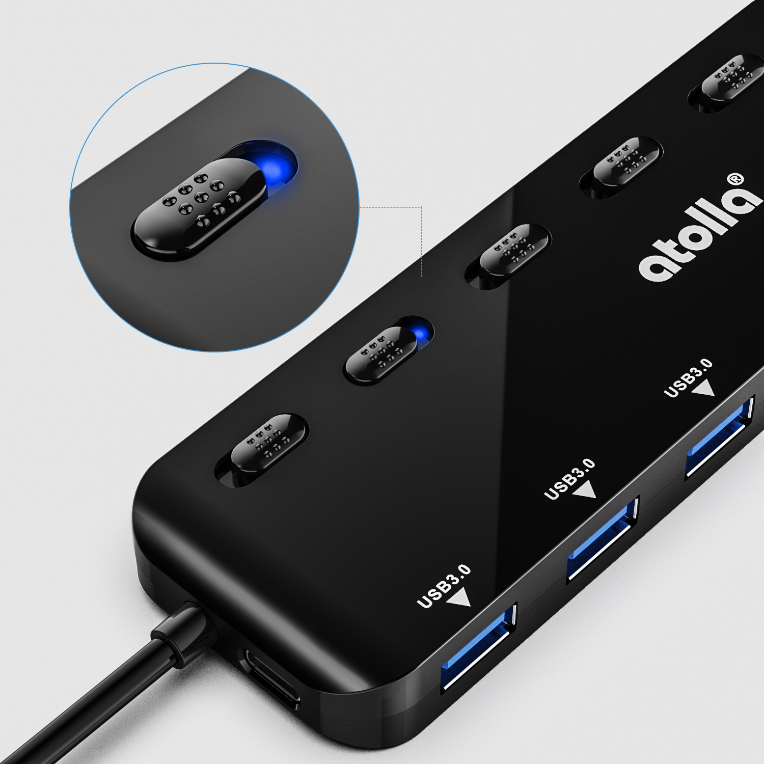 atolla 7-Port USB 3.0 Hub Splitter, USB Port Extension USB Hub for ...