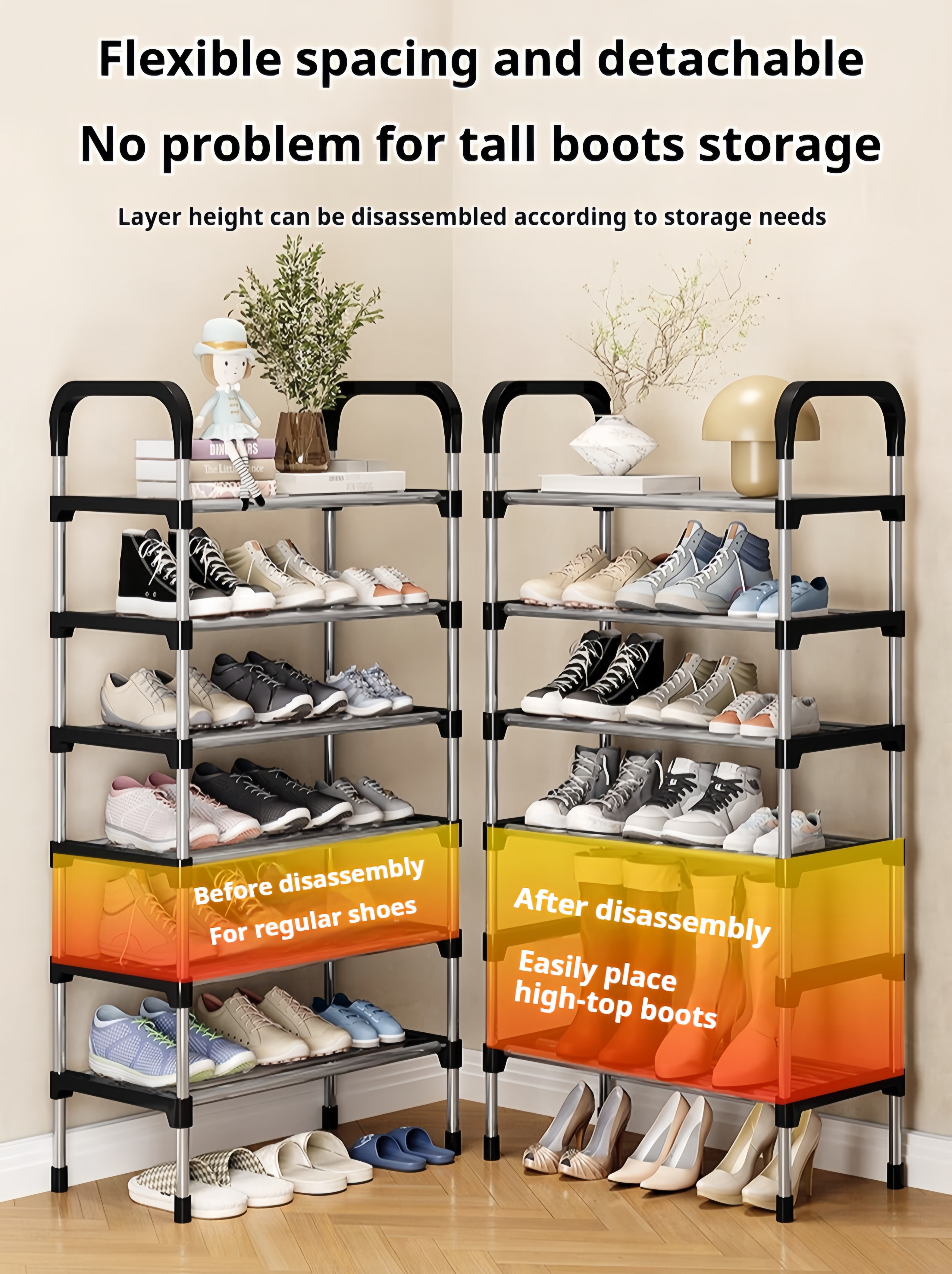 Shoe Rack Organizer Colored Stainless Steel Stackable Shoes Storage ...