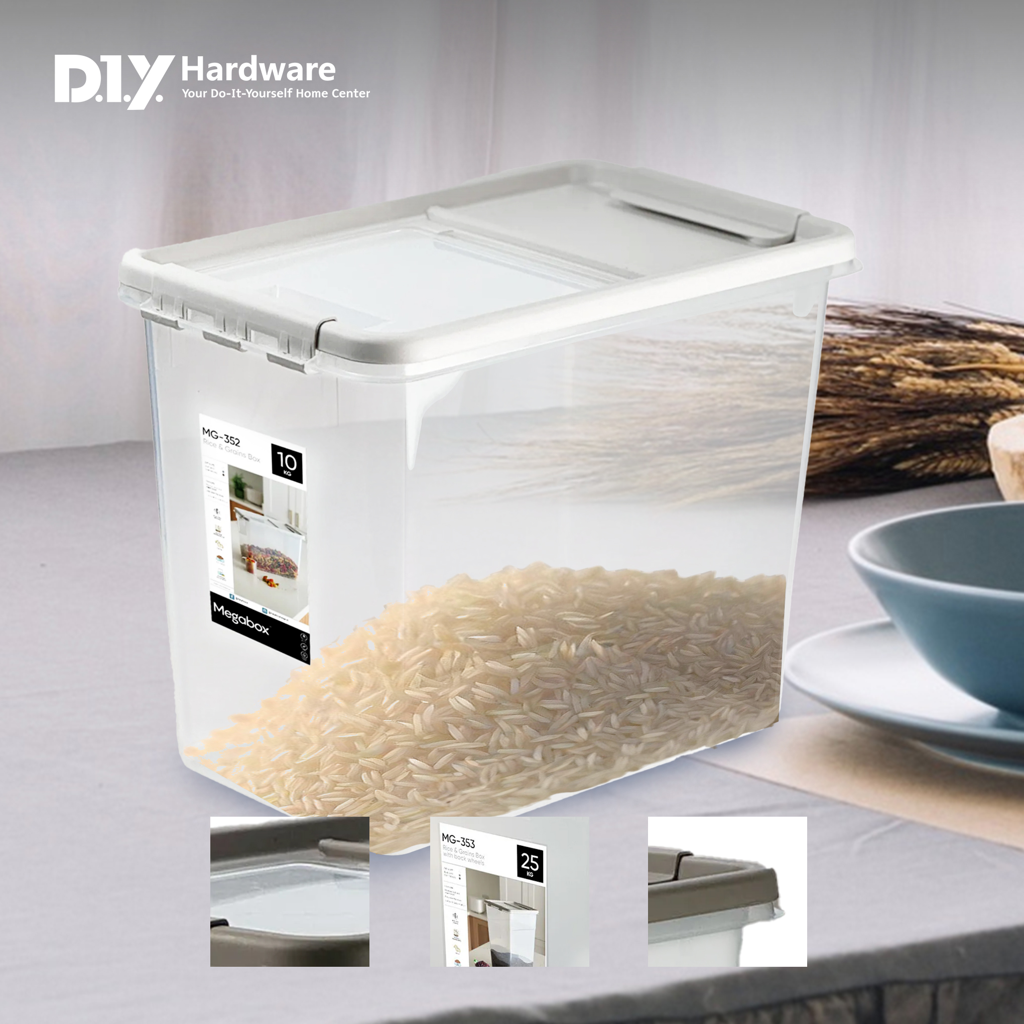MEGABOX Rice Keeper with Easy-Open Flip Cover 10KG – MG352 | Shopee ...