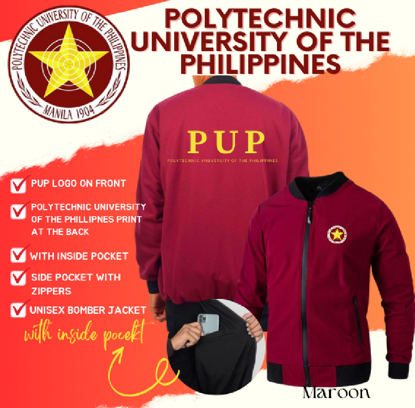 PUP University Bomber JAcket High Quality Embroidered Design | Shopee ...