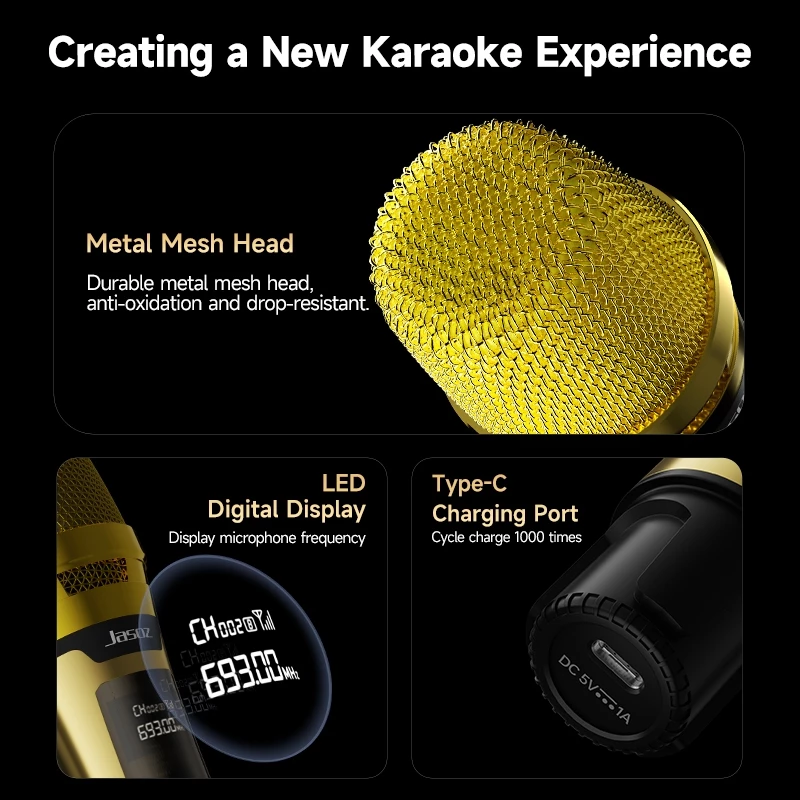 JM04 Professional Wireless UHF Handheld Microphone Rechargeable Dynamic ...