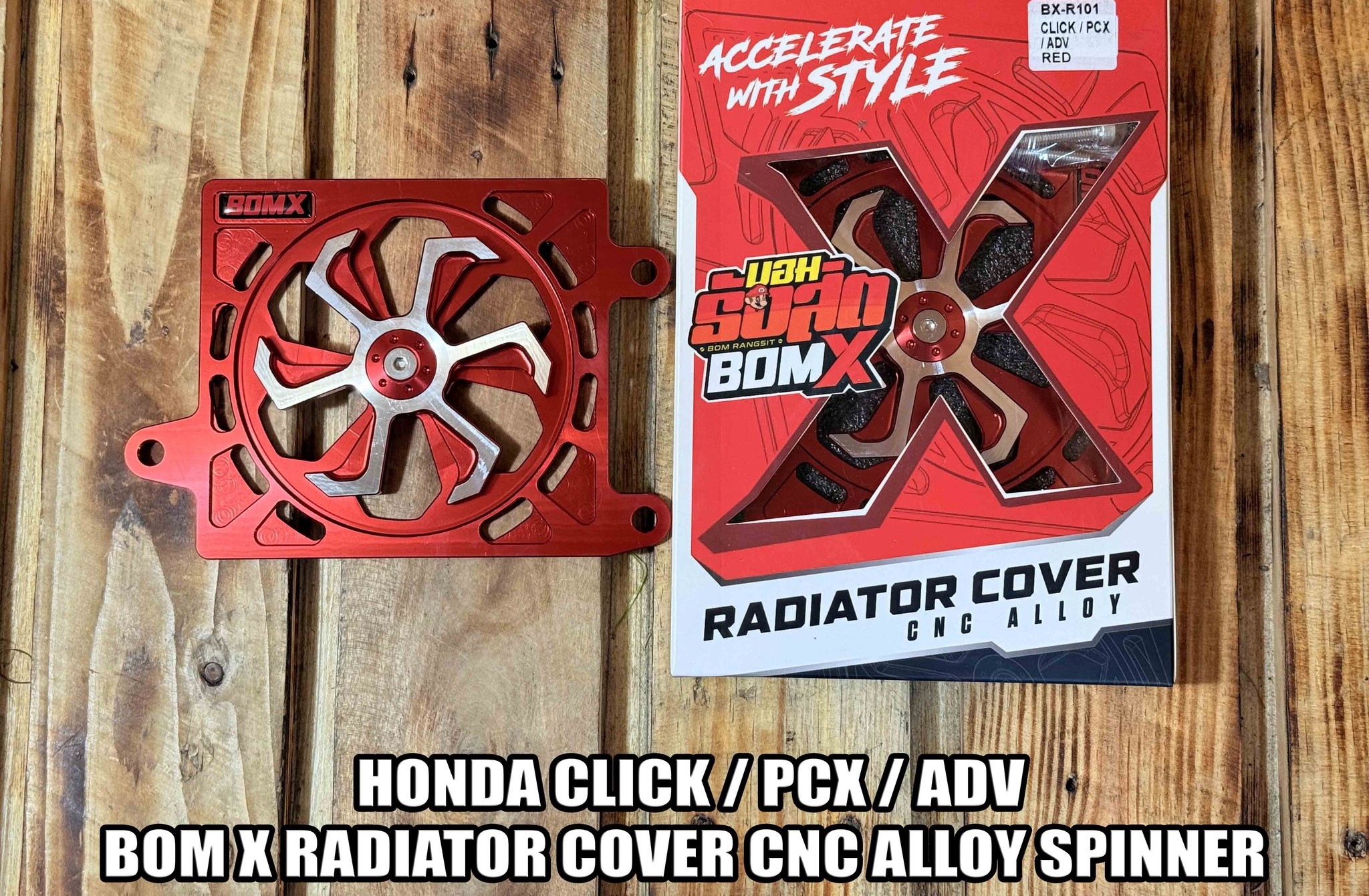 BOM X RADIATOR COVER CNC ALLOY SPINNER HONDA CLICK, PCX, ADV 100% MADE ...