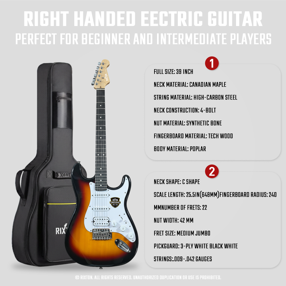 RIXTON Electric Guitar Complete Set Electric Guitar for Beginners ...