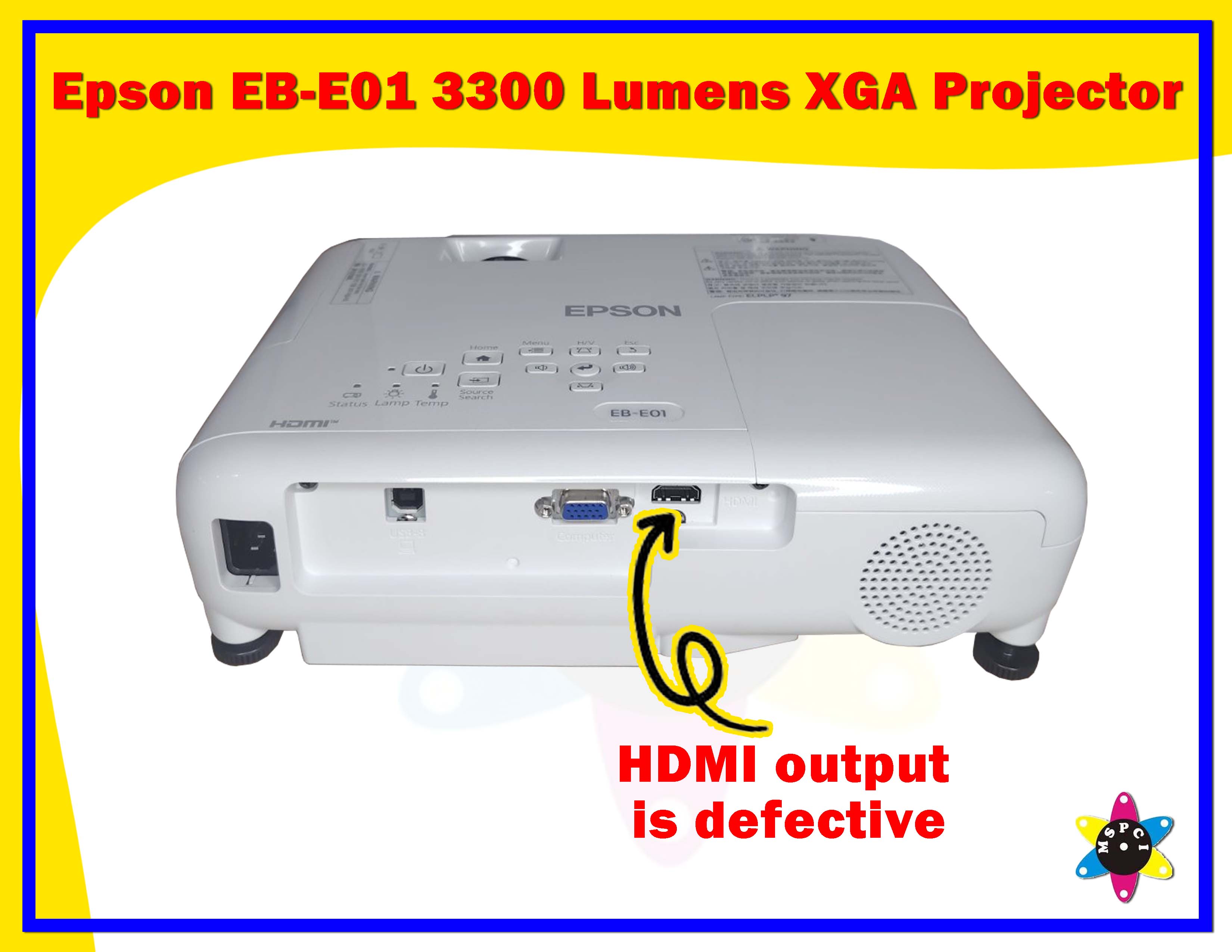 Epson EB-E01 XGA 3LCD Projector 3300 lumens XGA Resolution (Used ...