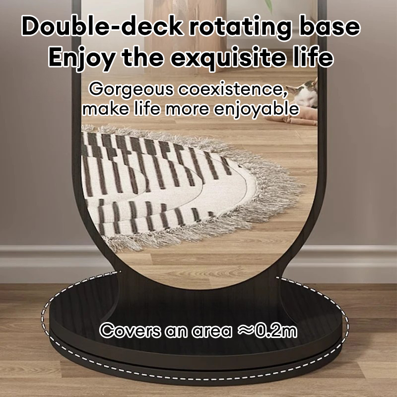 Rotating Full-Length Body Mirror With Coat Rack Floor Mirror Dressing ...