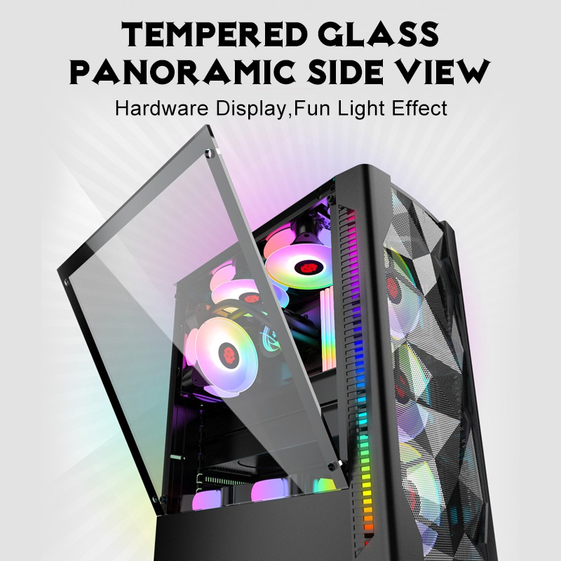 EXPOSE T8 Computer Case Mid Tower ATX Gaming PC High Airflow Tempered ...