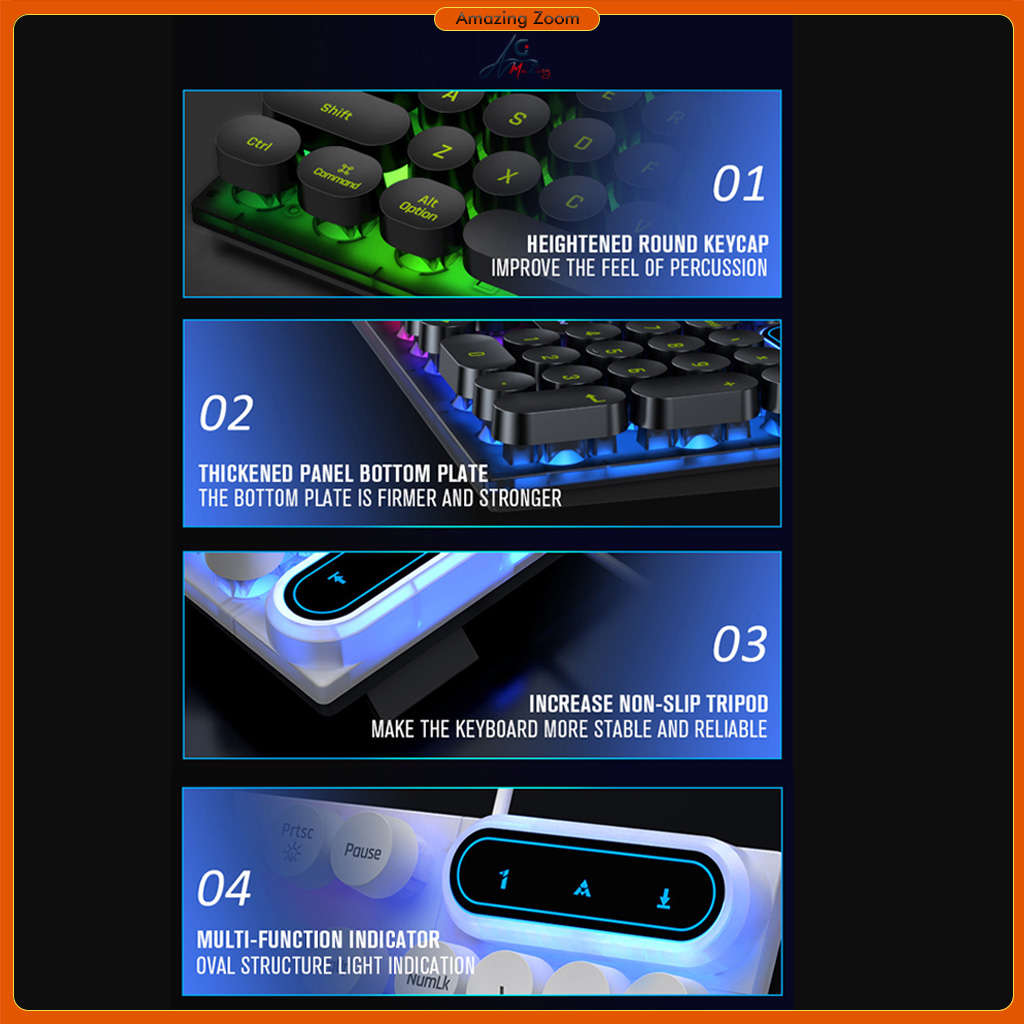 104Keys Wired Keyboard with RGB Backlit Breathing Light Gaming Wired ...