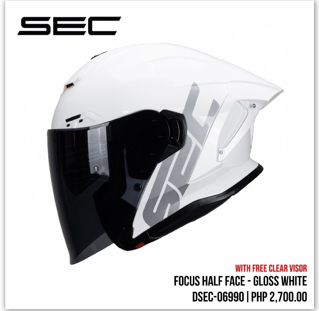 sec focus half face dual visor helmet with FREE CLEAR LENS | Shopee ...