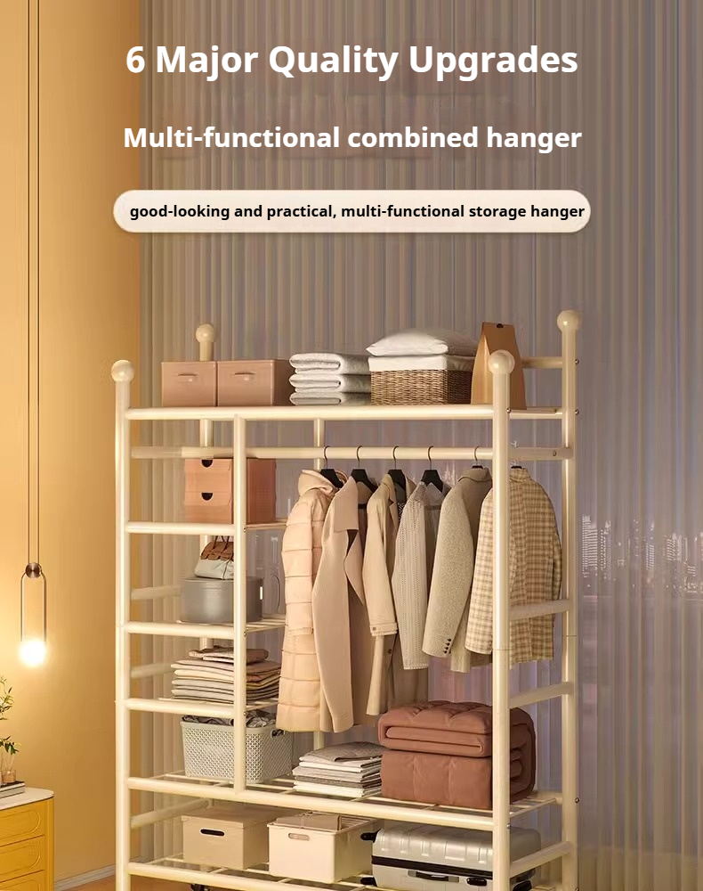 Coat Rack Heavy Duty Clothes Rack With Wheels All-in-one Floor Standing ...