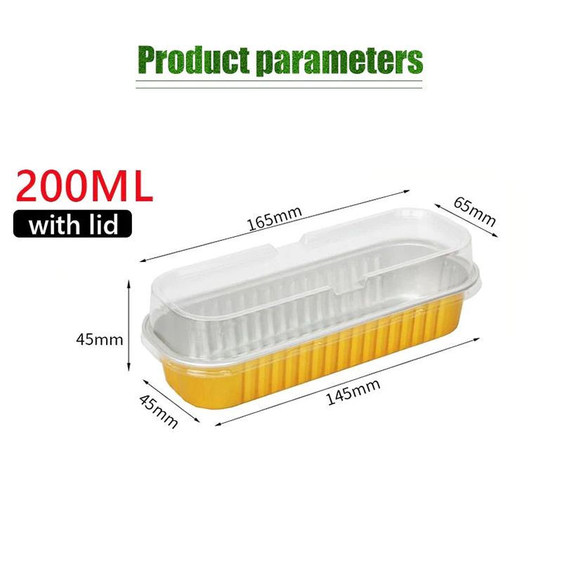 HOME 10Pcs Dessert Rectangle Cups Aluminum Foil Box 200ML Baking Cake ...