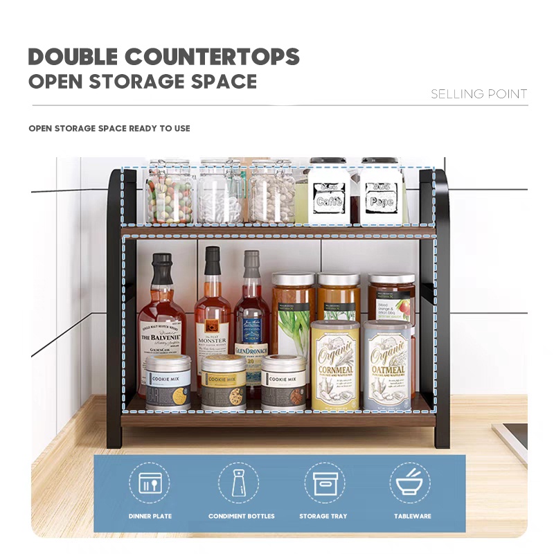 YOICE 2/3 Layer Spice Rack Kitchen Oil Salt Sauce Vinegar Condiments ...