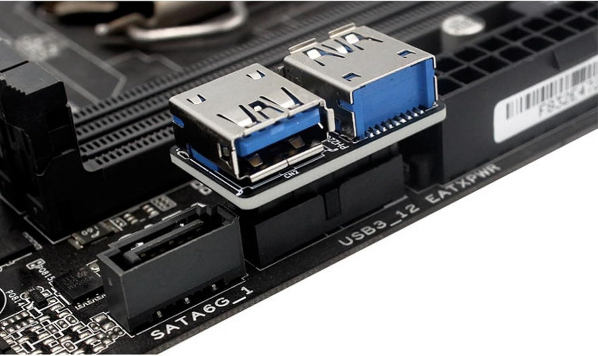 USB 3.0 19/20 Pin to Dual USB 3.0 A Female Port Adapter Vertical ...