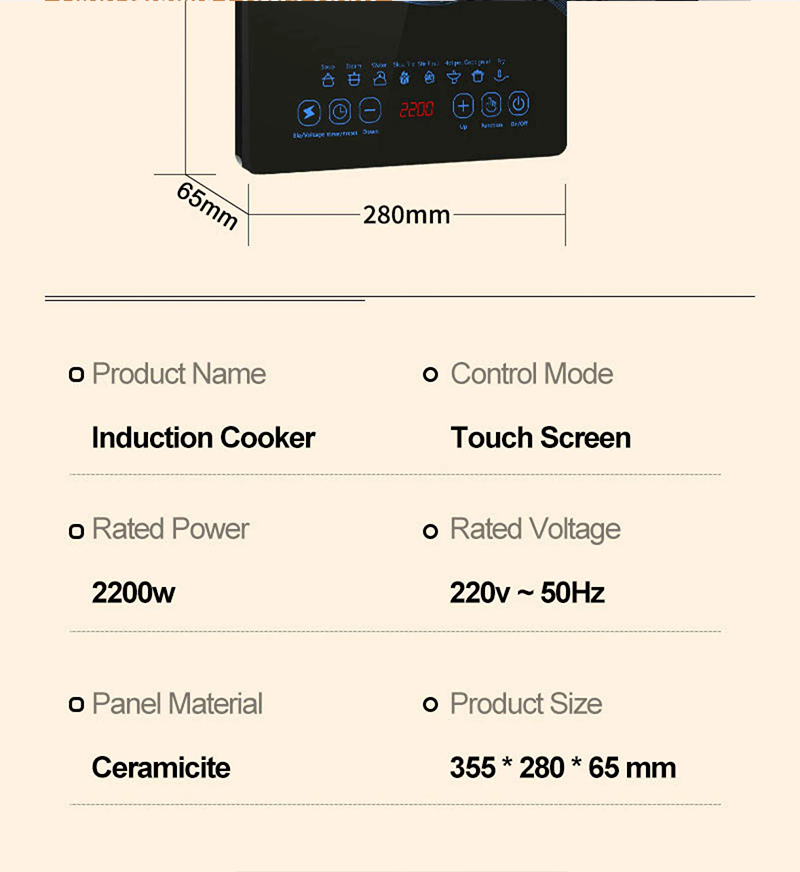 Multifunction Induction Inverter Cooker 2200W Induction Stove With ...