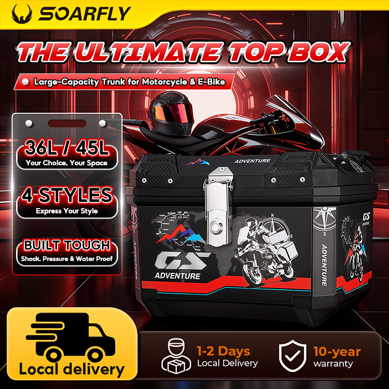 SOARFLY 38L 45L Top Box Motorcycle Aluminium Top Box 45L ALUMINIUM ...