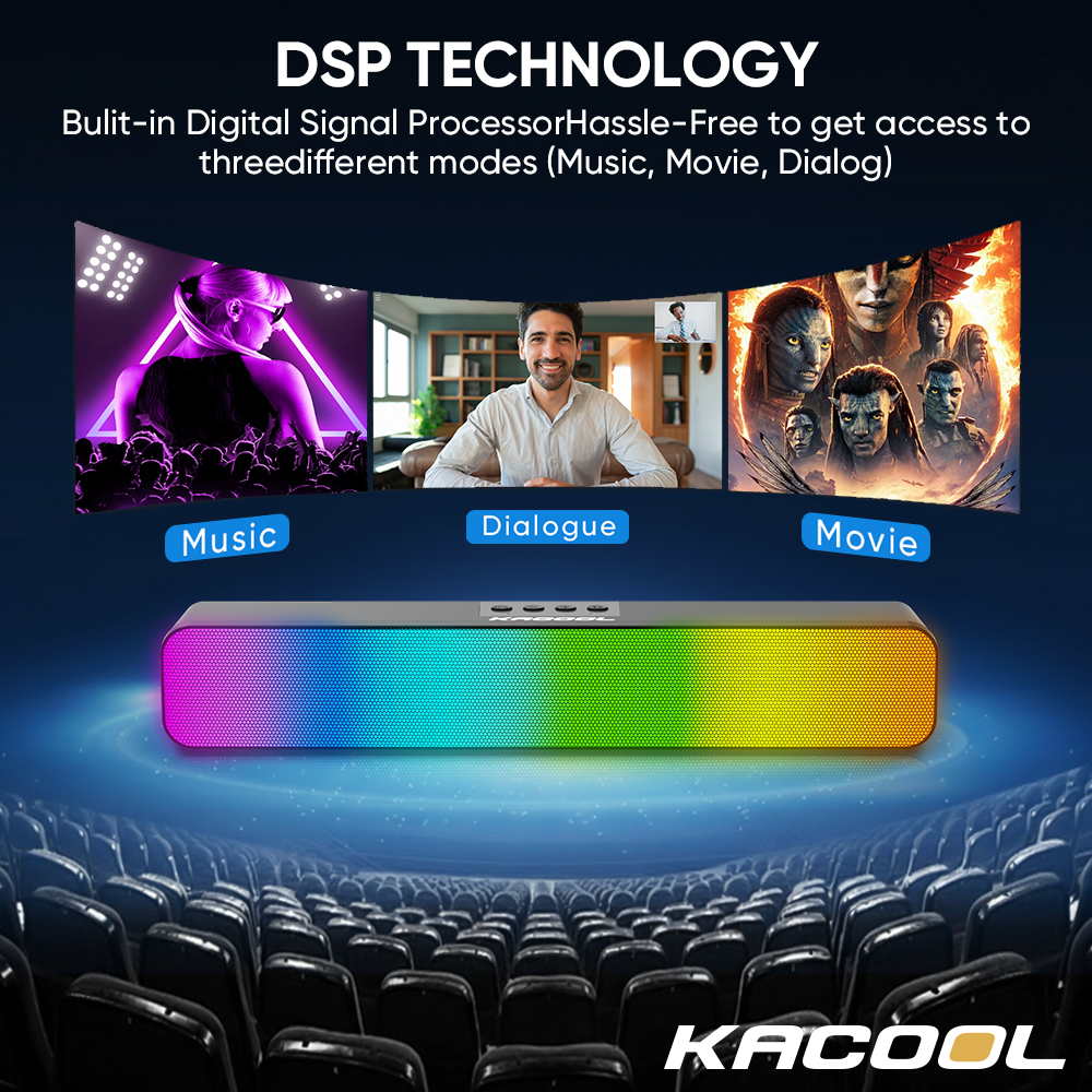 Popcorn RGB Soundbar Bluetooth Bass Stereo Wireless Bluetooth Speaker ...