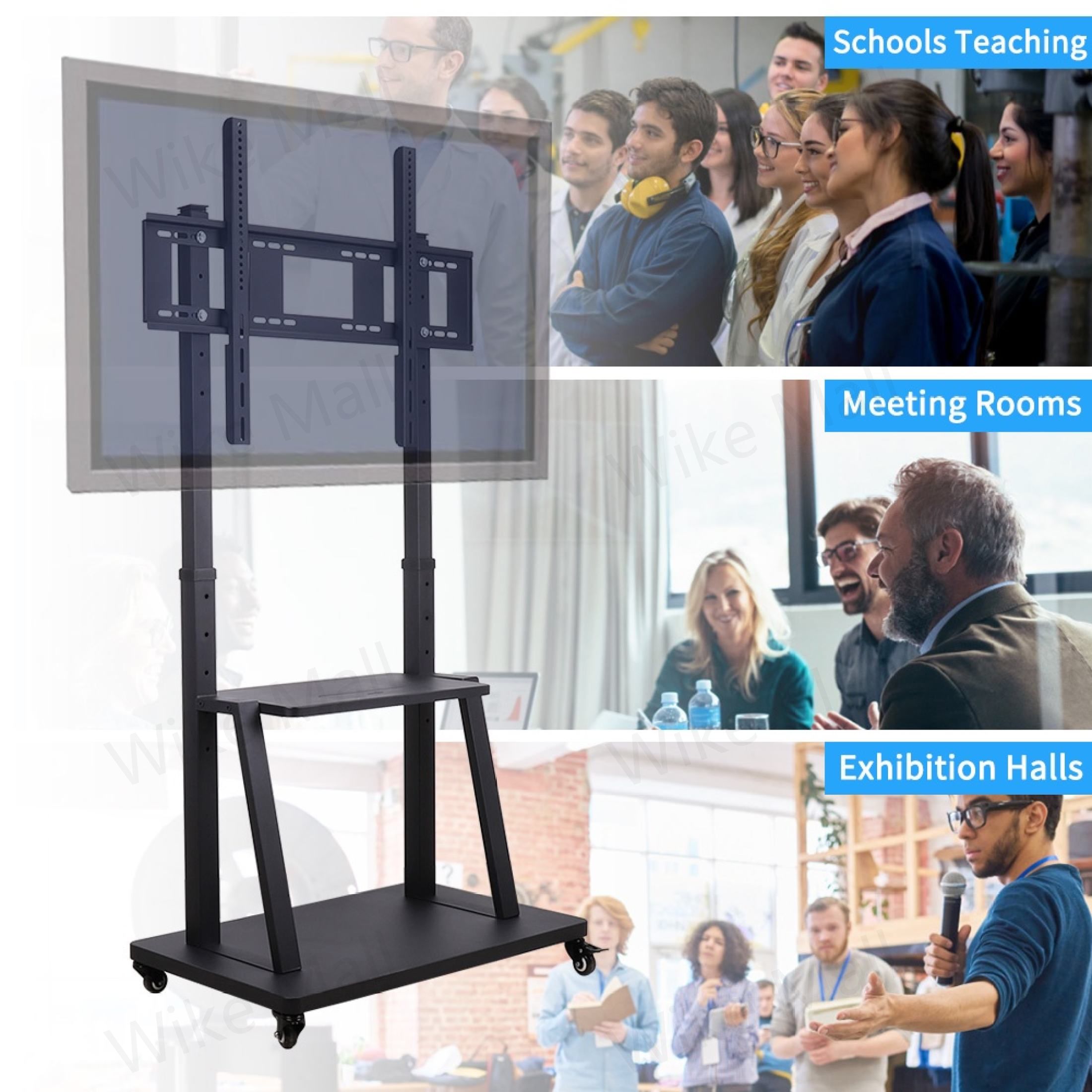 TV Stand Monitor 32-85 Inch Screen Movable TV Rack Stand With Wheels ...