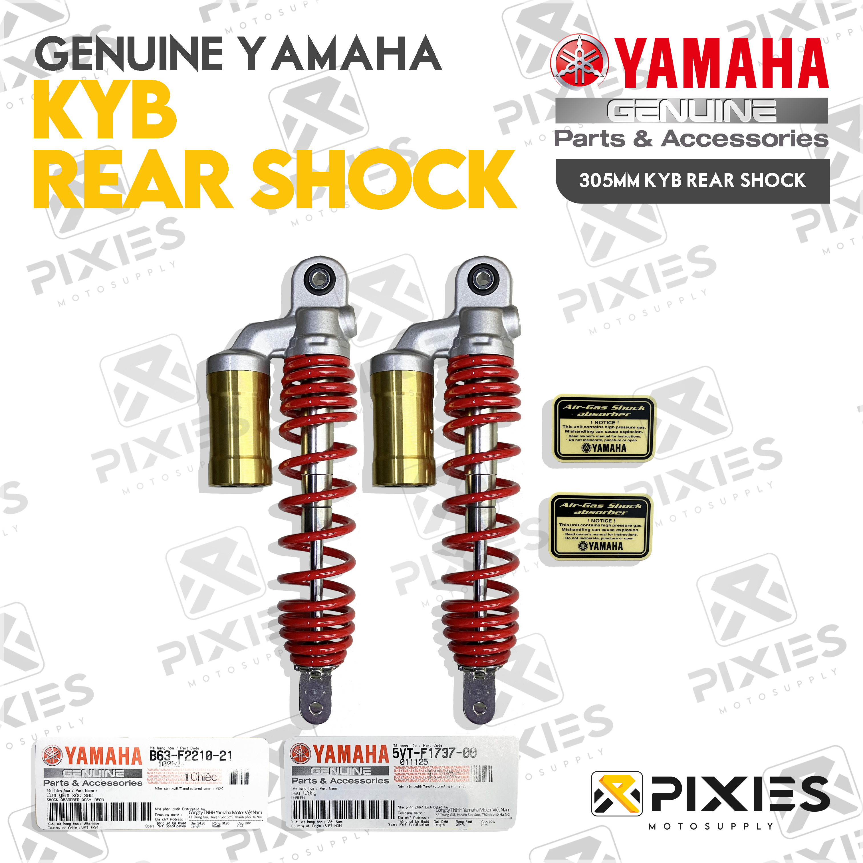 YAMAHA GENUINE REAR SHOCK ORIGINAL KYB FOR AEROX V1 / V2 / V3 & NMAX V1 ...