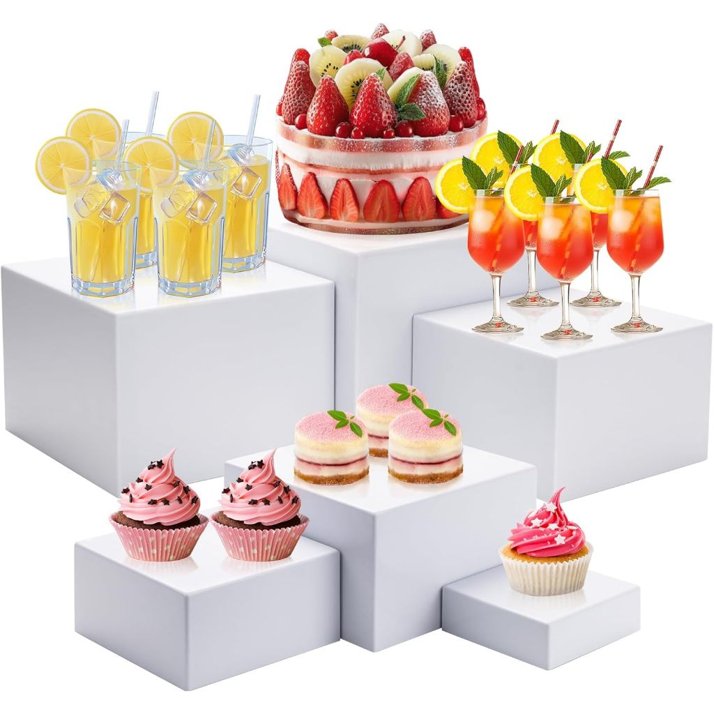 6Pcs Acrylic Buffet Risers Display Box Cube Kids Stroage Food Riser ...