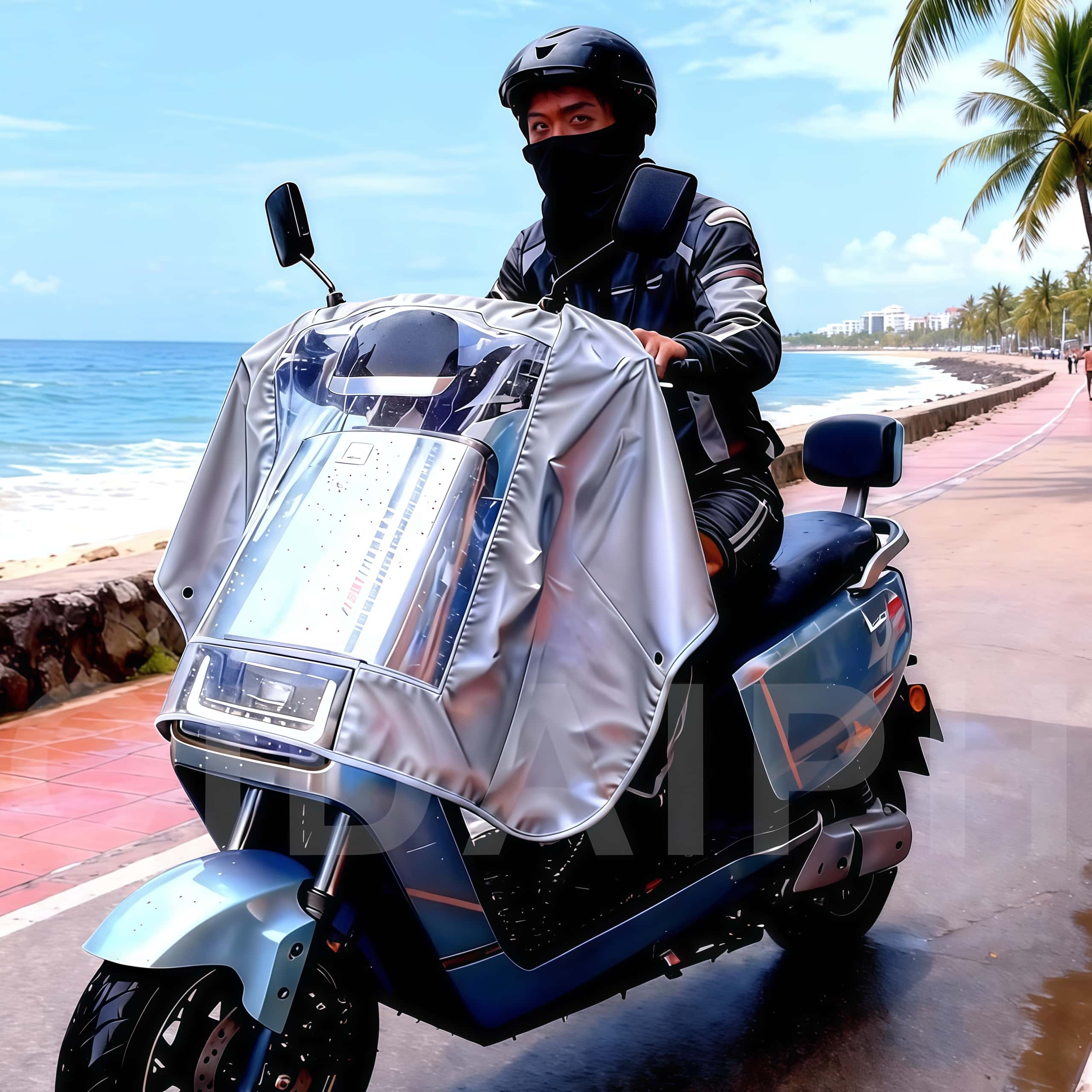 2in1 Motorcycle Cover Waterproof Rain Dust Cover Sun Protective Cover ...