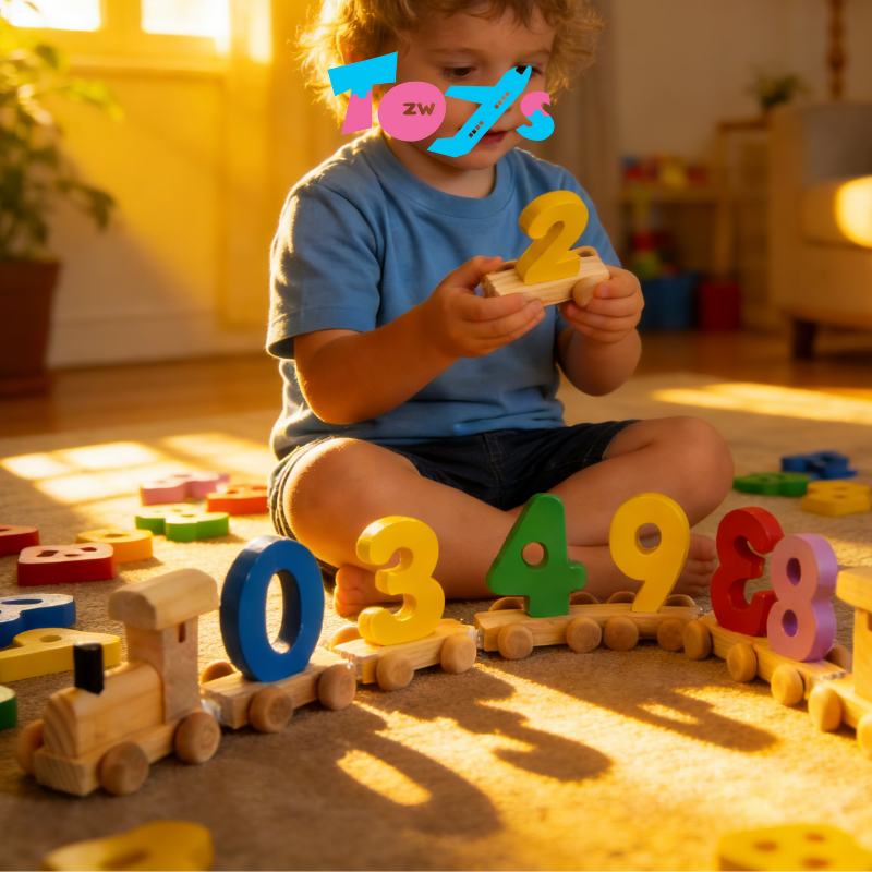 Gift Box Wooden Train Shape Sorter Geometric Letters Building Blocks ...