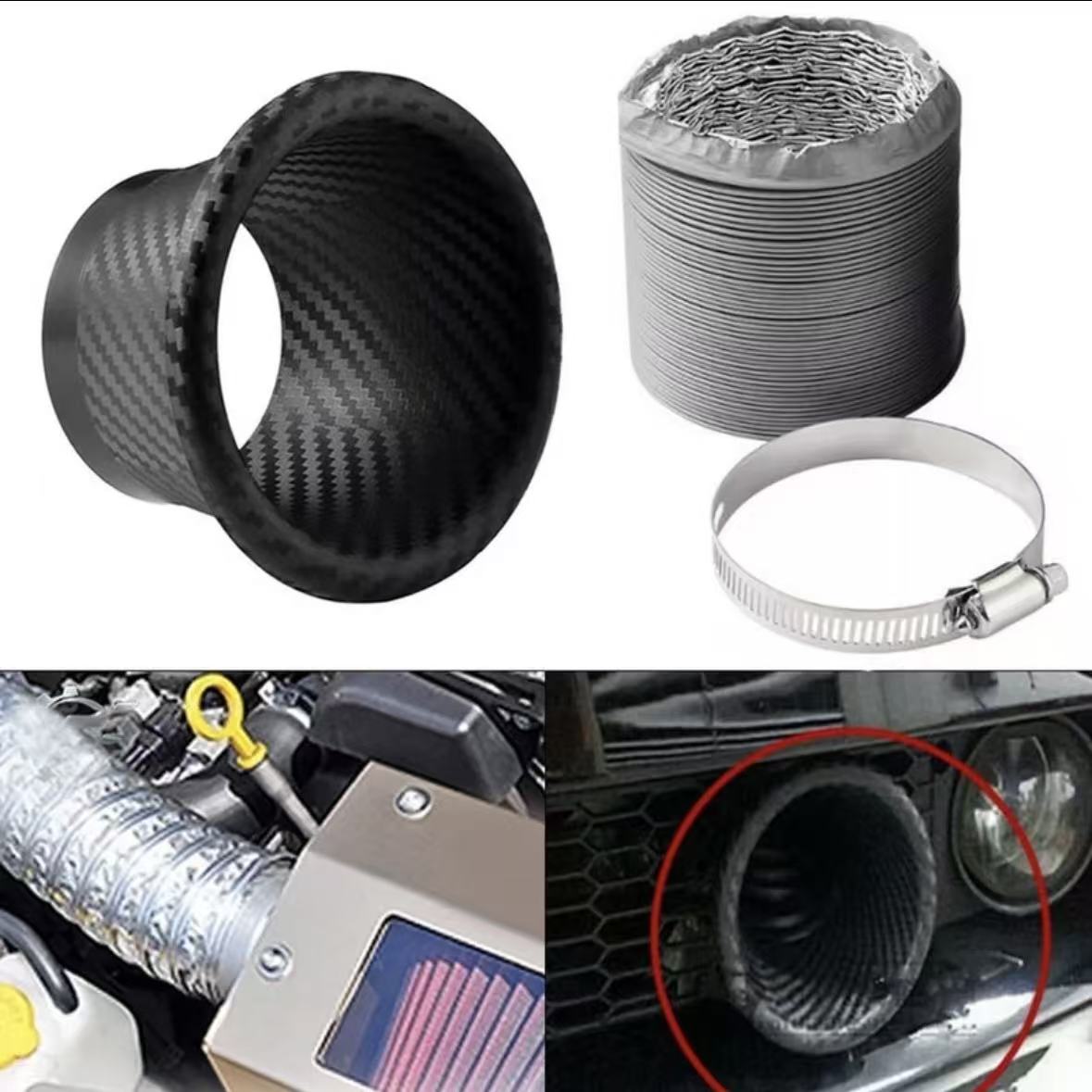 Car Front Bumper Turbo Air Intake Pipe Turbine Inlet Pipe Air Funnel ...