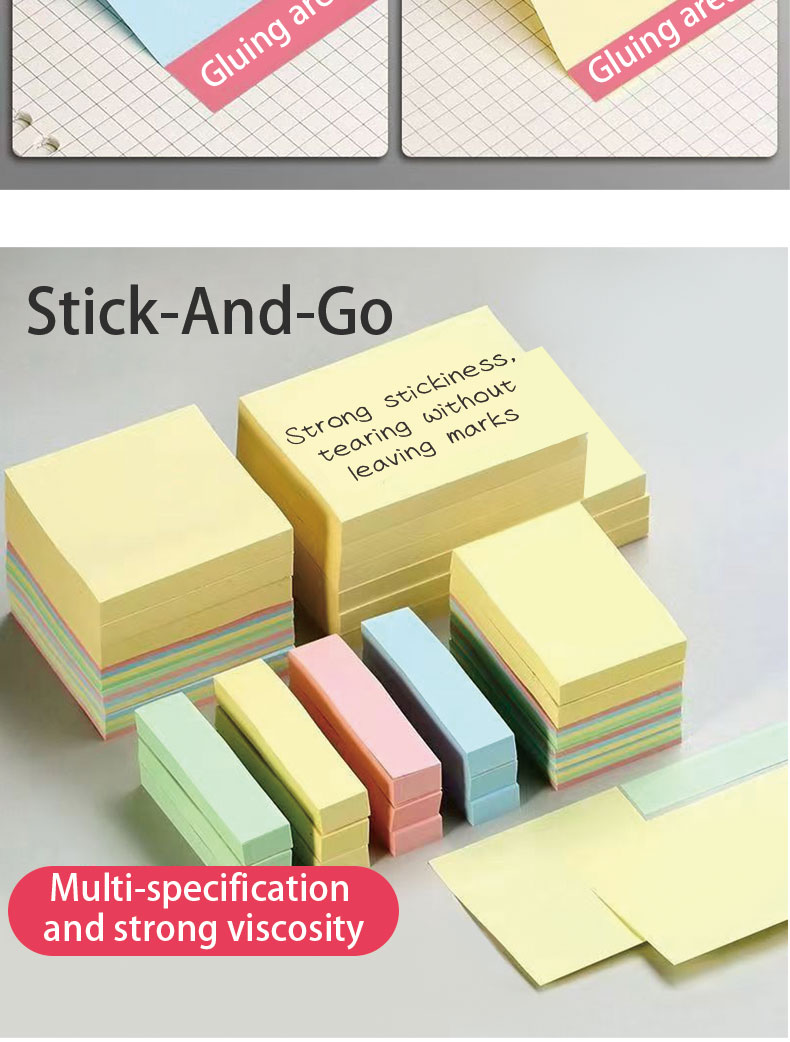 500Sheets Sticky Notes Colorful Thick Sticky Tape Office Message Note ...