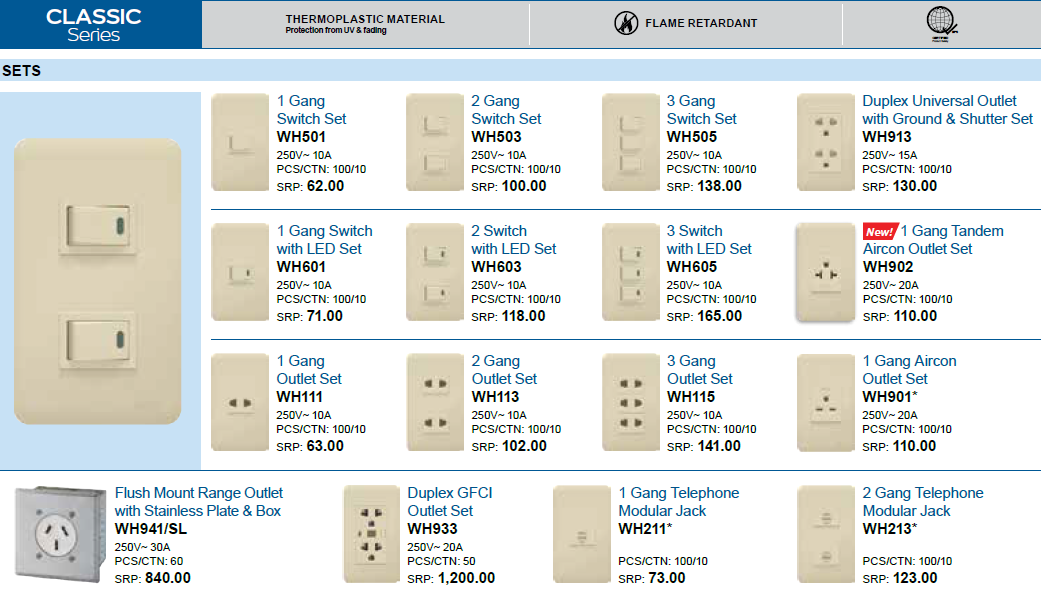 (Wholesale) Royu CLASSIC SERIES Universal Outlets & Switches (1Gang ...