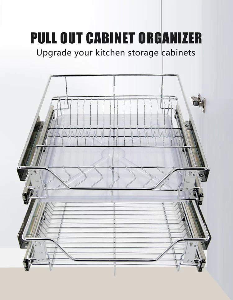 304 Stainless Pull Out Dish Rack Pull Out Basket Tray full out Basket ...