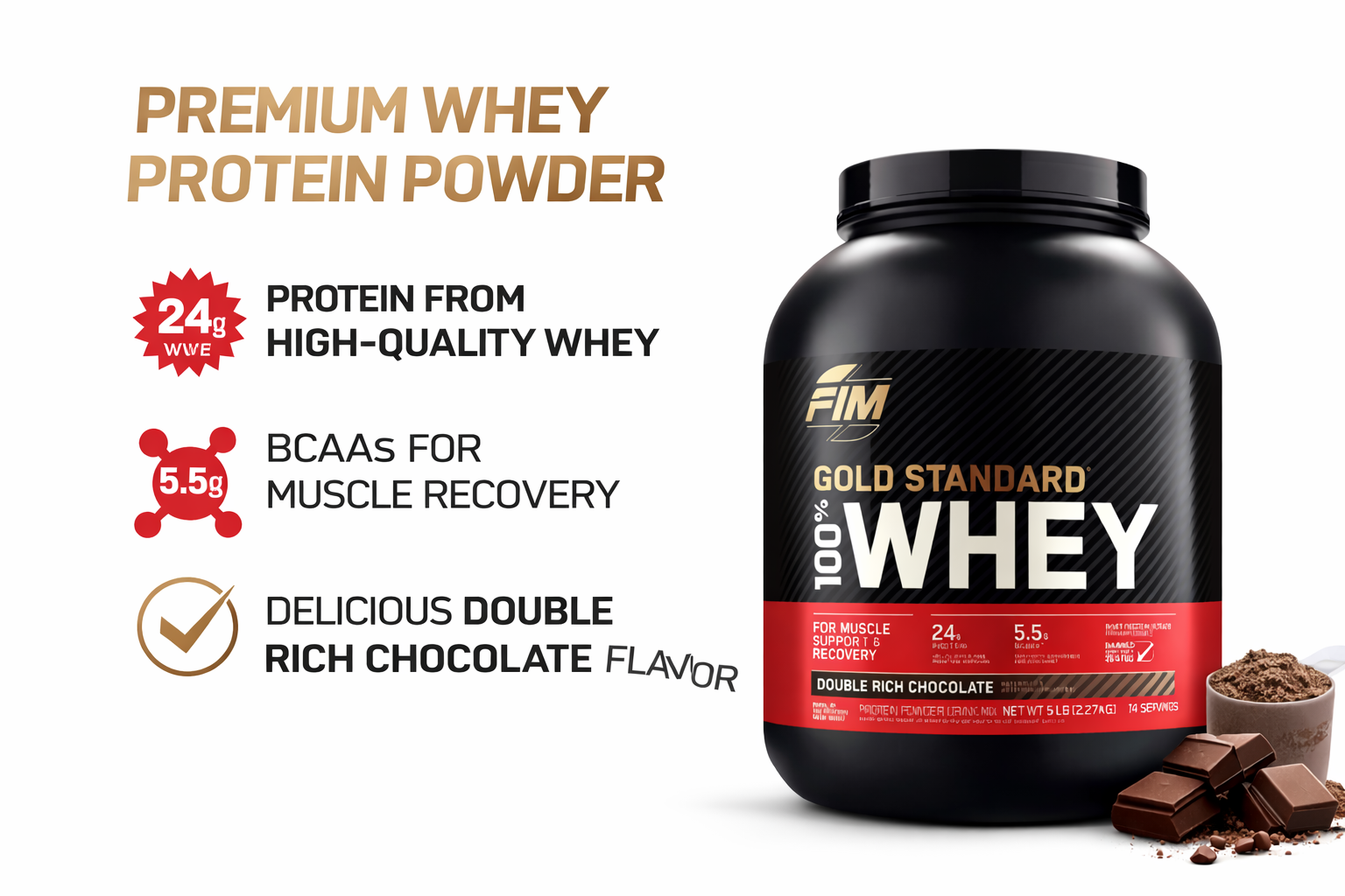 FIM 100% Whey Protein Powder | Muscle Recovery & Fast Mix | 200g/2lbs ...