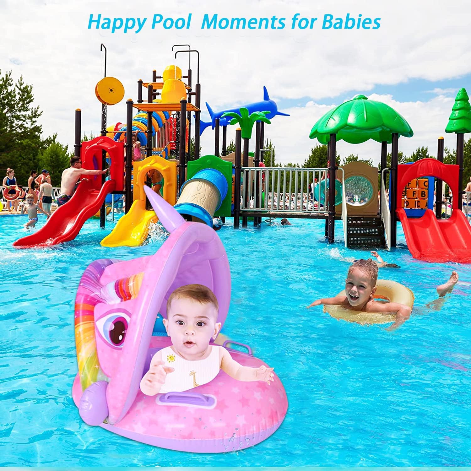 Swimming Ring Floater for Baby Inflatable Pool Boat with Canopy ...