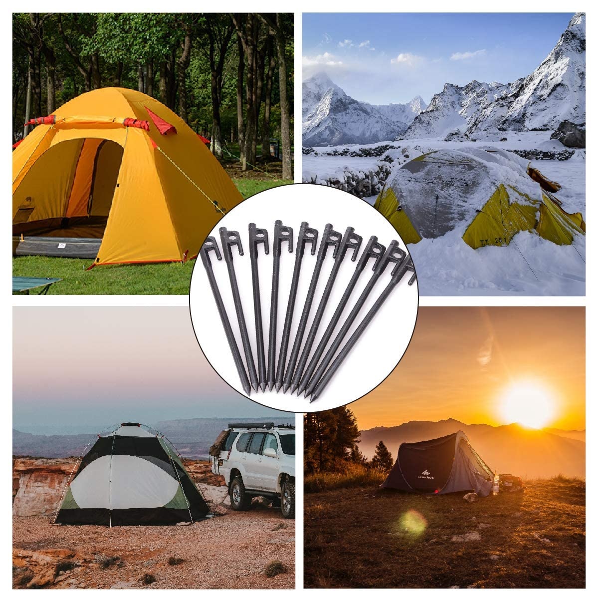 1pc 20cm/30cm/40cm Tent Pegs Camping 8mm Neon Rings Camp for Tarp ...