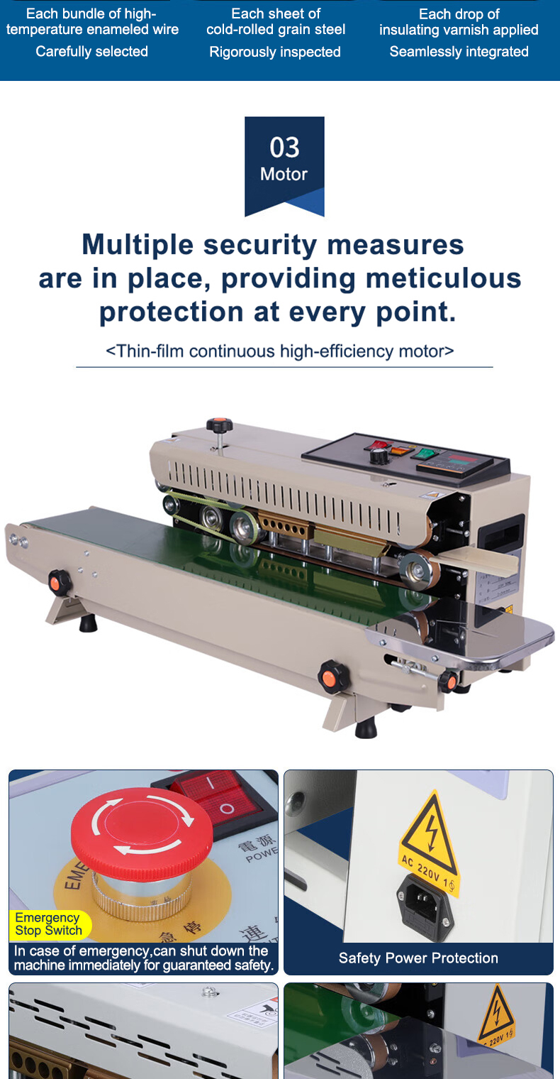 750W Automatic Continuous Sealing Machine Commercial One-Click Electric ...