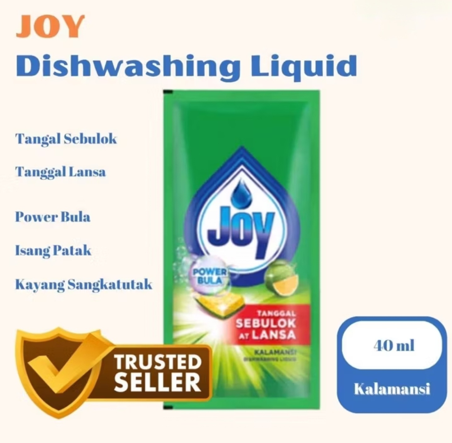 Joy Concentrate Dishwashing Liquid Kalamansi (40ml x 12sachet) | Shopee ...