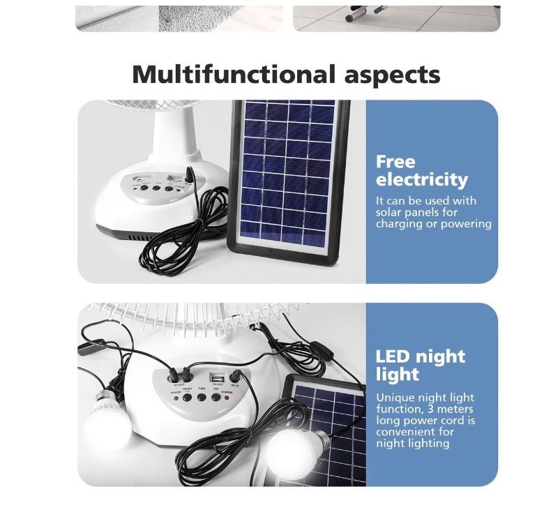 HGNE Solar Electric Fan 12/14inch Rechargeable Stand Fan 9v 5w Solar ...