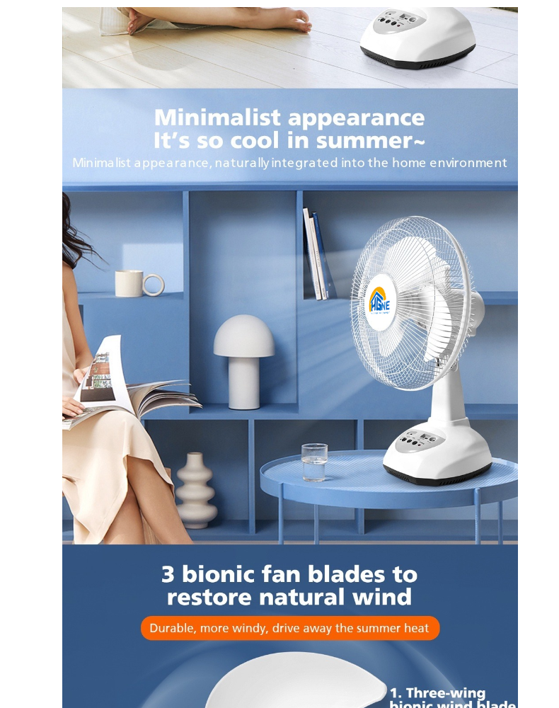 HGNE Solar Electric Fan 12/14inch Rechargeable Stand Fan 9v 5w Solar ...