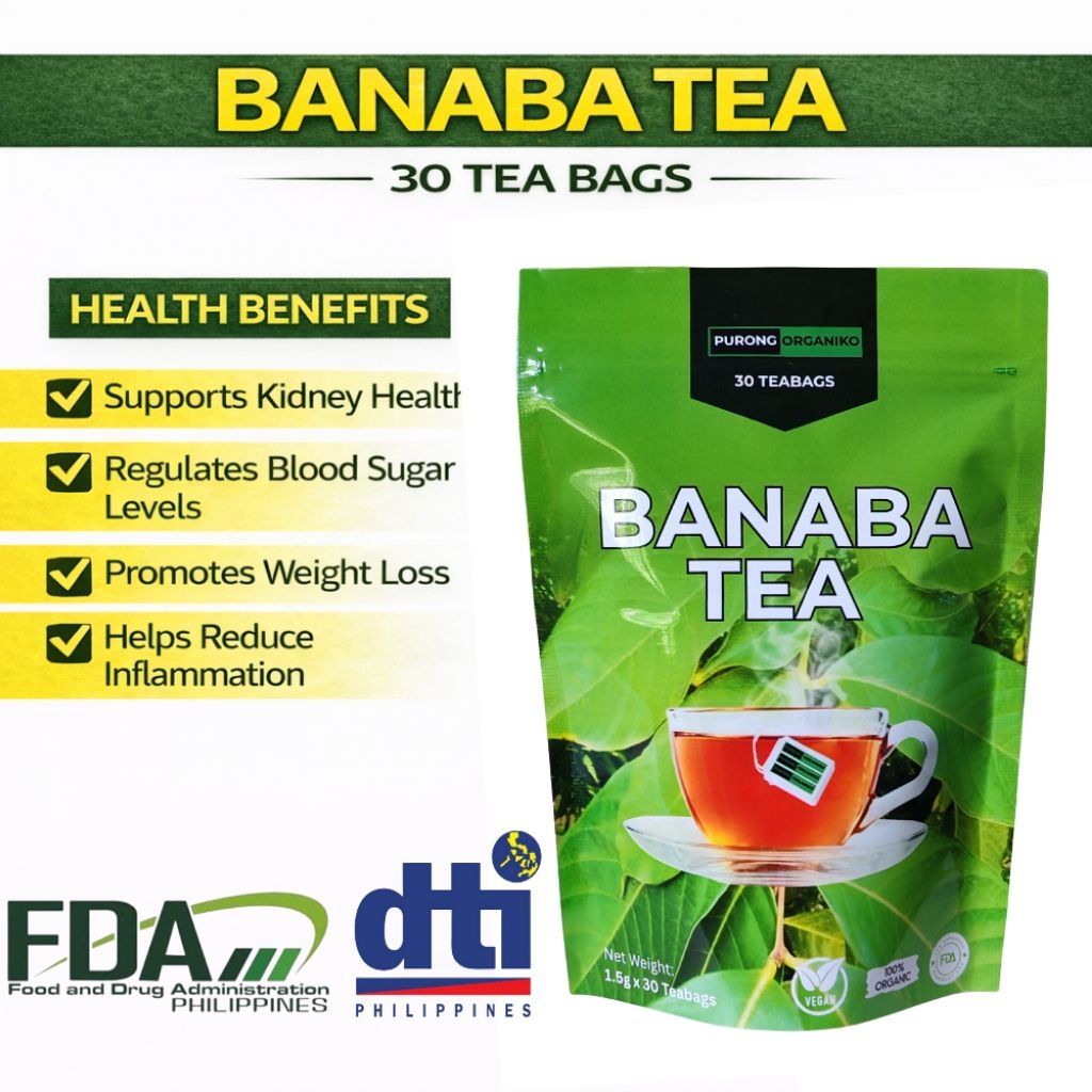 Banaba Herbal Tea 30 Teabags | Kidney & UTI Support | Detox | by Purong ...