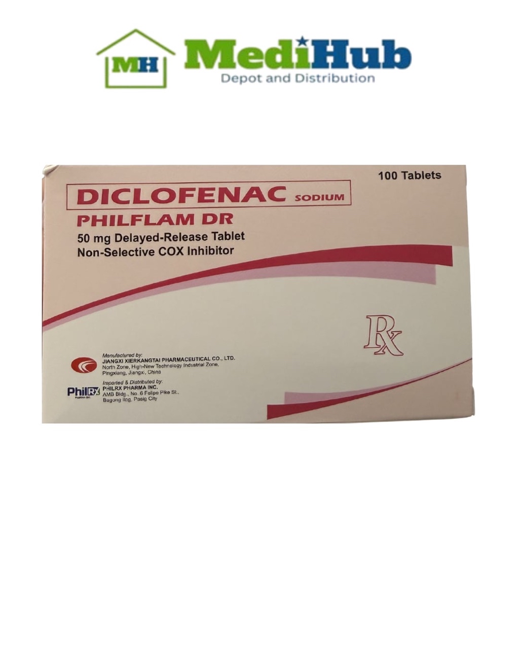 Diclofenac sodium 50mg (PHILFLAM DR) 100 tablets in 1 Box FREE 1box ...