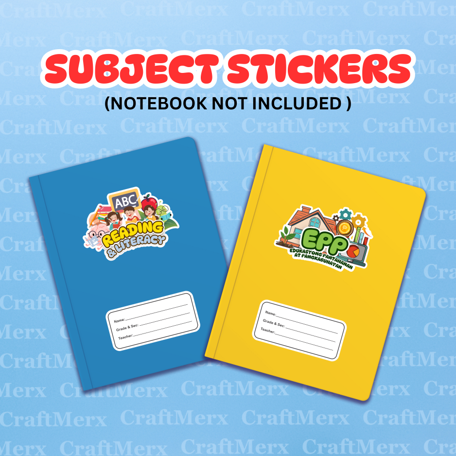 SUBJECT STICKER LABEL FOR NOTEBOOK PART 1 minimum of 5 stickers per ...
