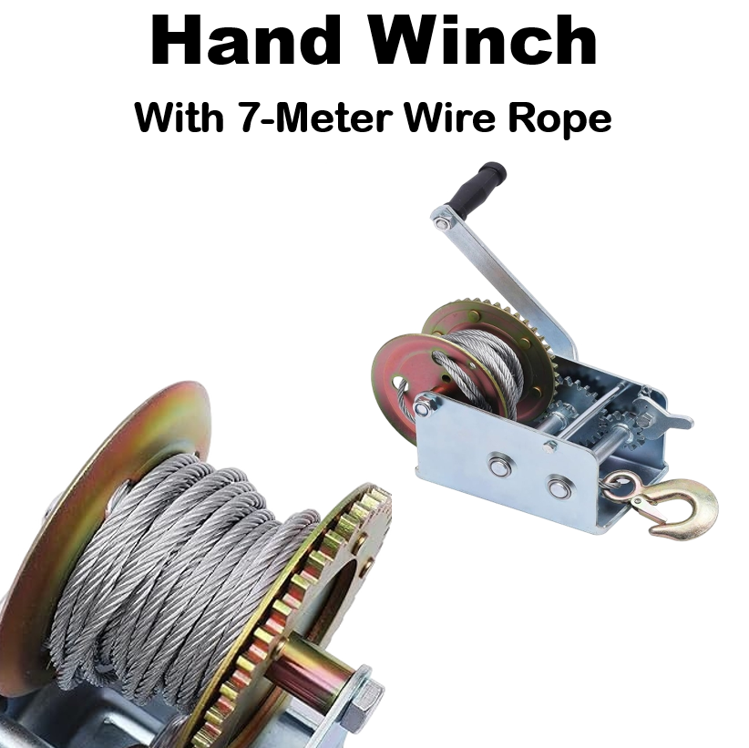 Hand Winch With 7m Wire Rope 1000 LBS Manual Hand Crank Winch Two-Way ...