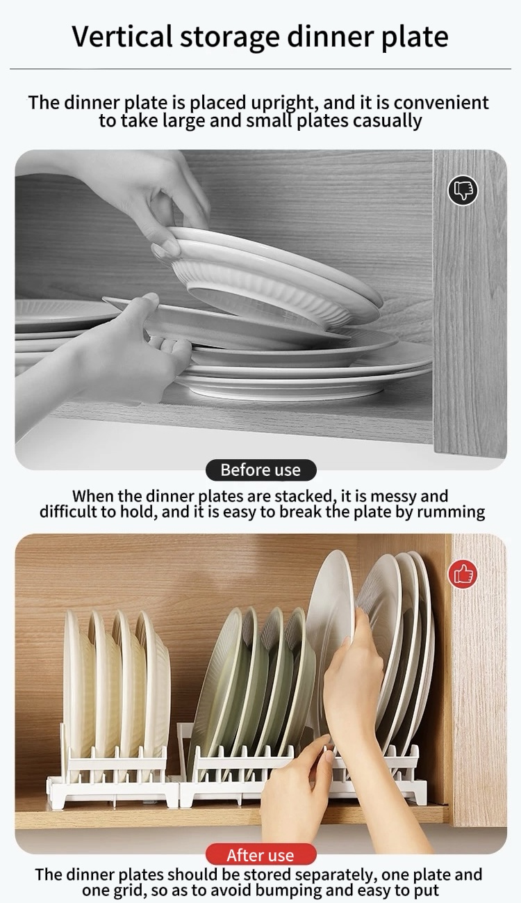 Classy Luxe Plate Organizer Rack Kitchen Organizer Countertop Plate ...