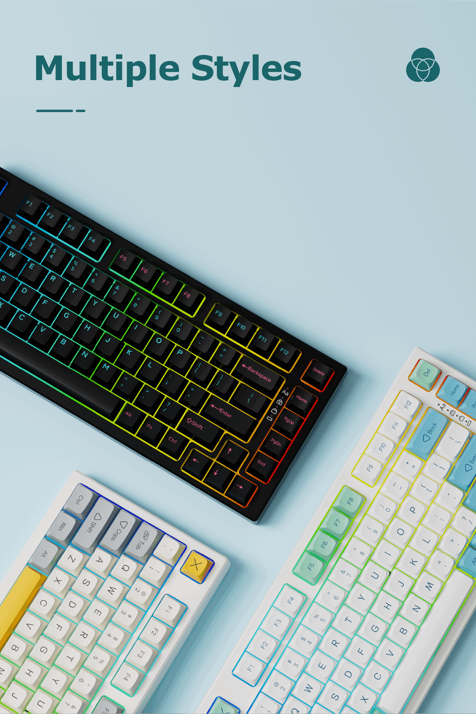 Mechanical Gaming Keyboard RGB Wireless Tri-Mode Hot Swap 75% 5000mAh ...