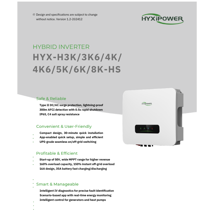 HYXI Power HYX-H4K-HS 4kW Hybrid Inverter – Solar + Battery Ready, High ...