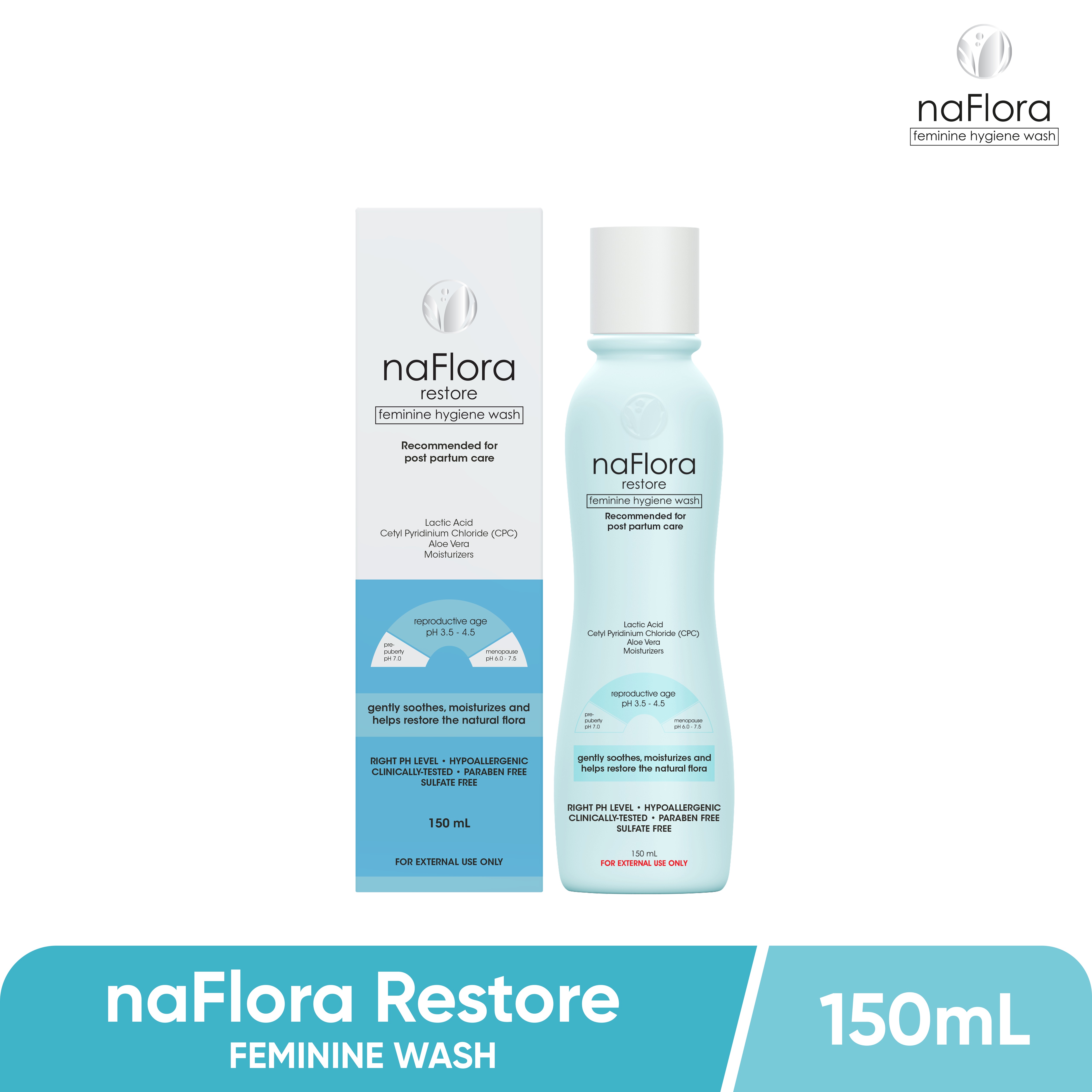 naFlora Feminine Hygiene Wash - Restore (BLUE) 150ml (MARCH 2030 ...