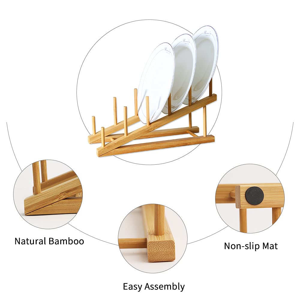 Bamboo Dish Rack Multifunctional Plate Storage Rack Household Kitchen ...
