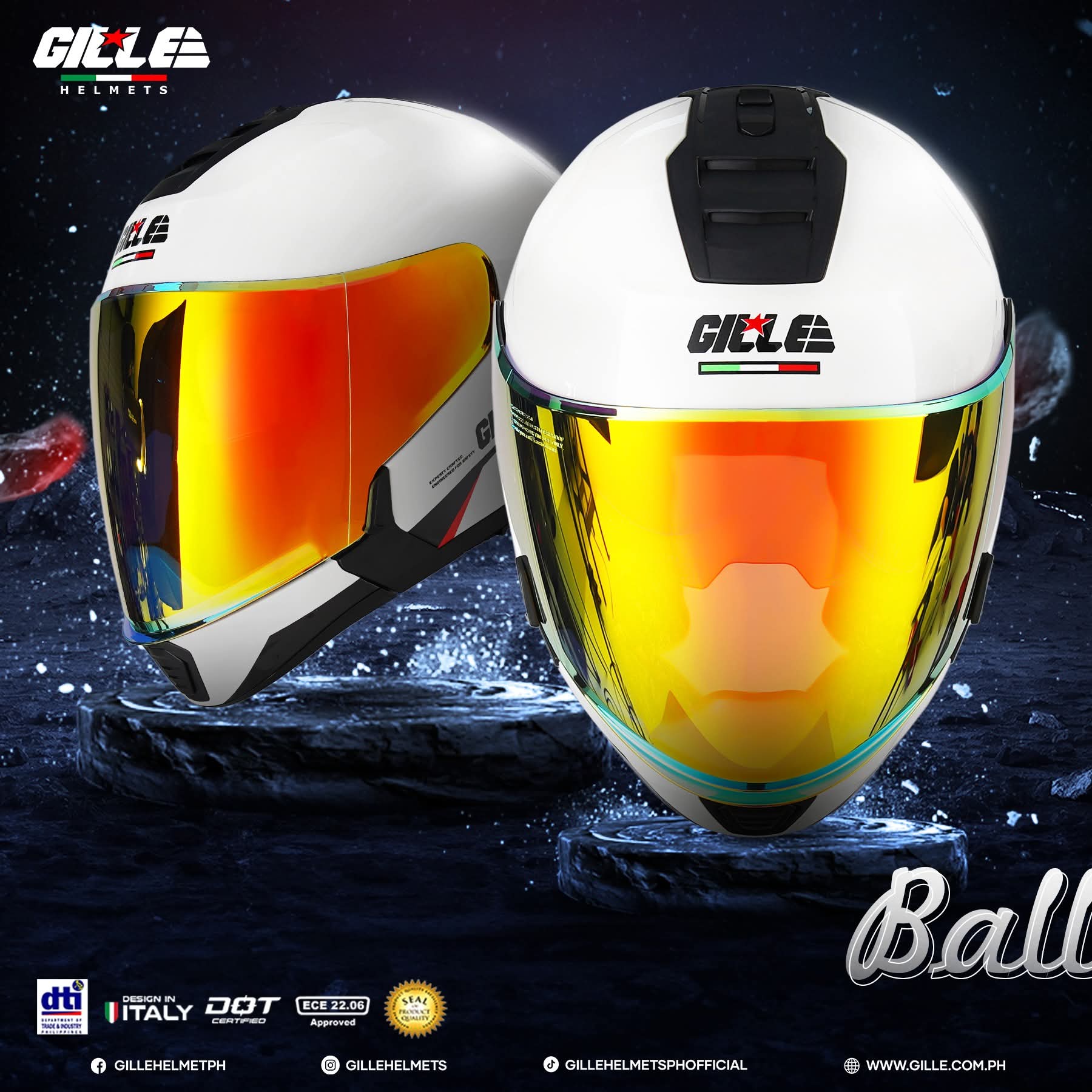 【𝑫𝑬𝑻𝑨𝑪𝑯𝑨𝑩𝑳𝑬】GILLE BALLISTIC 2in1 Dual Visor Helmet Full Face Modular ...