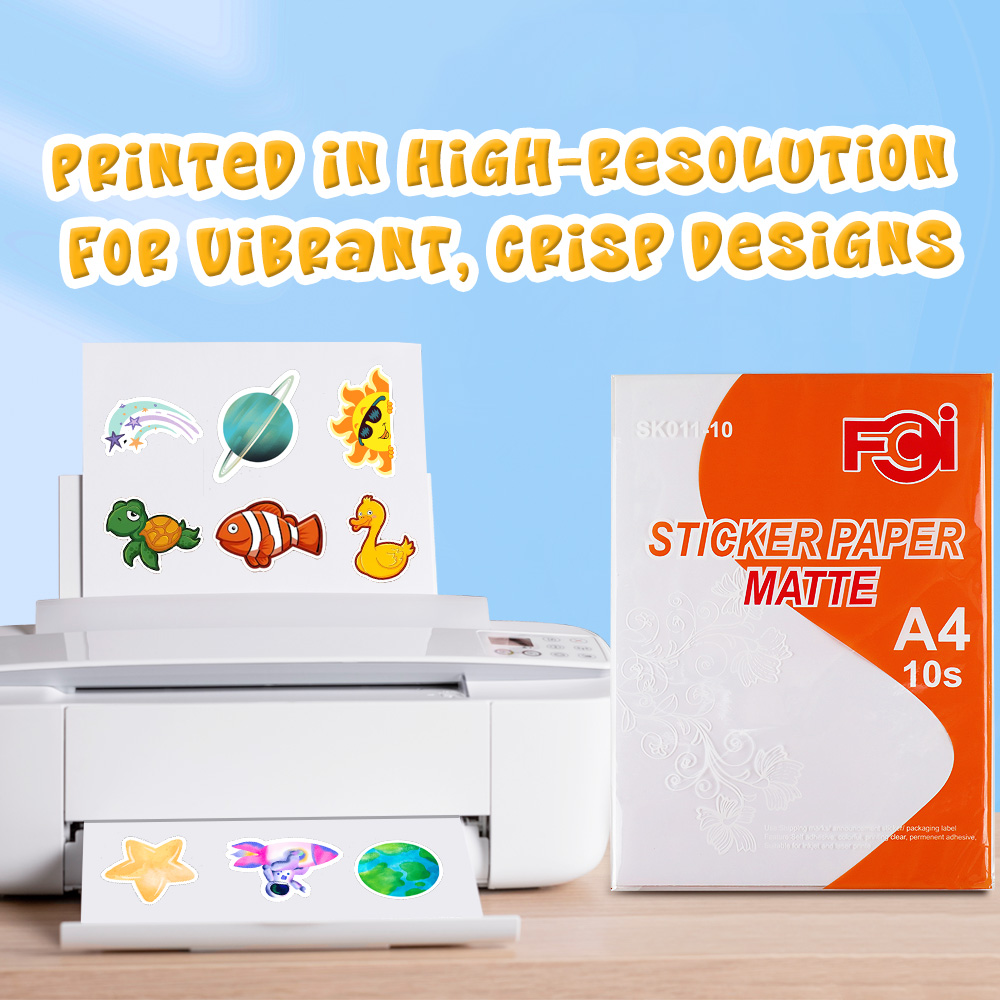 FCI Sticker Paper Printable inkjet Matte & Glossy Paper A4Size 10pcs ...