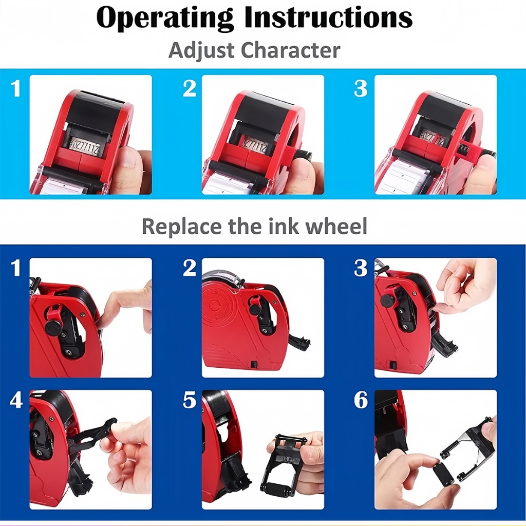 Single row 8 Digits Handheld Price Tag Gun with 1 Ink Coding Machine ...